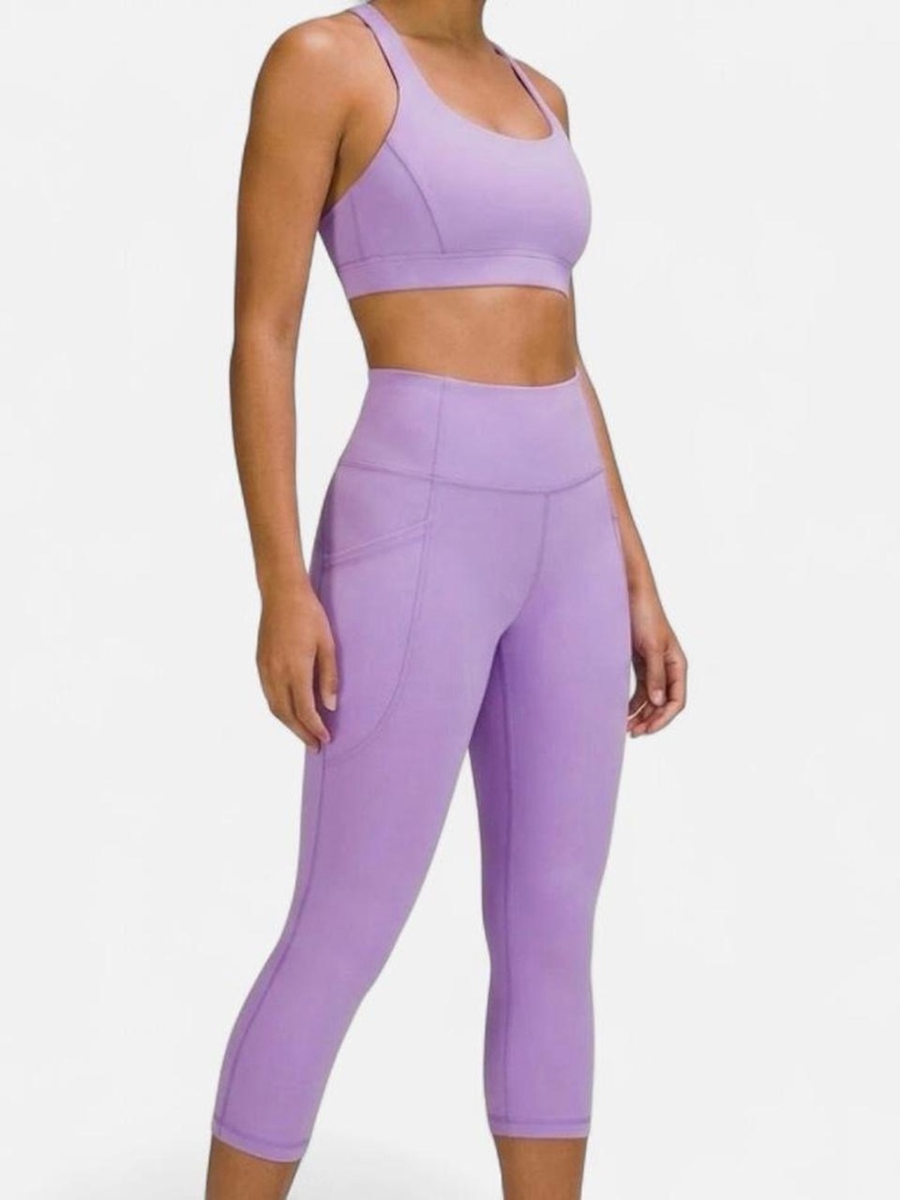 High-Waist Lavender Performance Crop Leggings for Women
